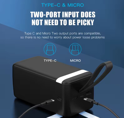Power Bank 50000mah USB Type C and Micro USB Input Ports Mobile Charger Power Bank Led Display with Rope Handle