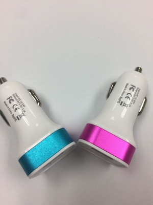 3.1A White Mobile Phone Car Charger Dual USB Port CE Approved For IPhone