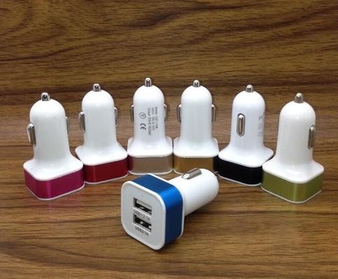 3.1A White Mobile Phone Car Charger Dual USB Port CE Approved For IPhone
