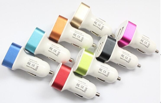 3.1A White Mobile Phone Car Charger Dual USB Port CE Approved For IPhone