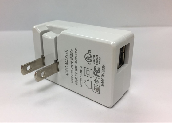 5V2A Foldable US Plug Travel Charger with UL FCC Certified ,efficiency Level VI