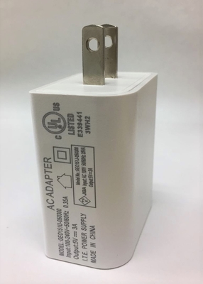 5V 3A White USB Mobile Phone Charger Adapter Level VI Efficiency For Home