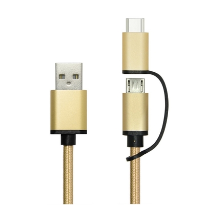 Aluminium Alloy 2 In 1 USB Type C Charging Cable With USB 3.1 Type C Converter