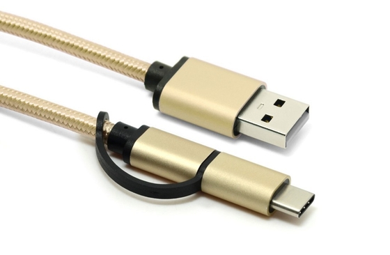 Aluminium Alloy 2 In 1 USB Type C Charging Cable With USB 3.1 Type C Converter