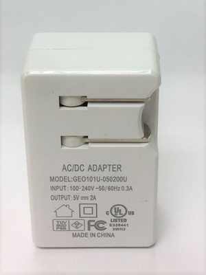 Double Port Multi USB Travel Charger 2A Current White Color With Foldable Plug