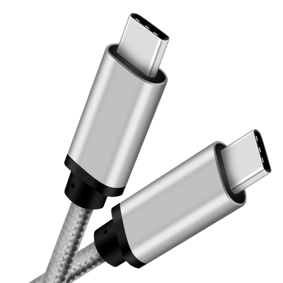 3 Feet Long USB Type C To Type C Cable , Silver C Port Cable ROHS Approved