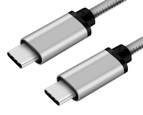 3 Feet Long USB Type C To Type C Cable , Silver C Port Cable ROHS Approved