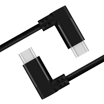 Right Angle 100 Cm USB Type C Cable Black Color Nylon Braid Cable Material