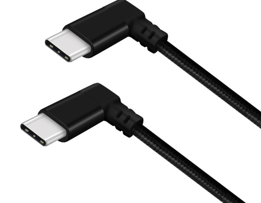 Right Angle 100 Cm USB Type C Cable Black Color Nylon Braid Cable Material