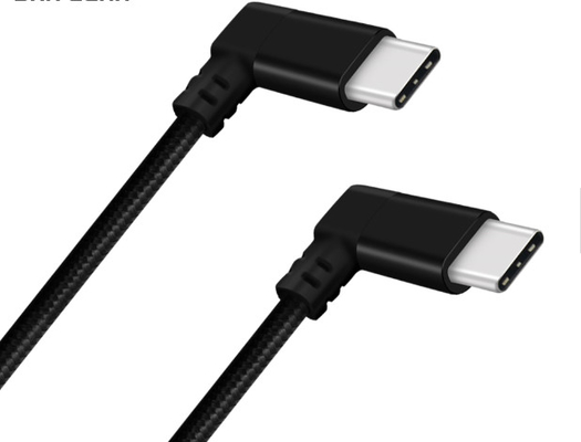 Right Angle 100 Cm USB Type C Cable Black Color Nylon Braid Cable Material