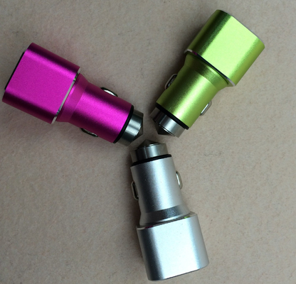 Rapid Colored Lightning Cable Car Charger Metal Housing Two Charging Ports