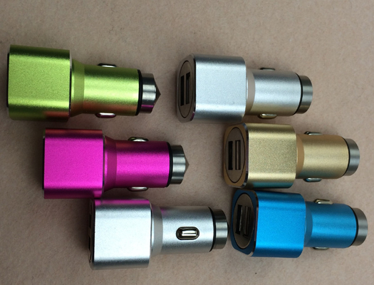 Rapid Colored Lightning Cable Car Charger Metal Housing Two Charging Ports
