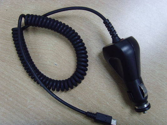 5V1A Coil Cable Car Charger with Micro USB , CE/FCC/e-mark approved Black for Samsung ,HTC