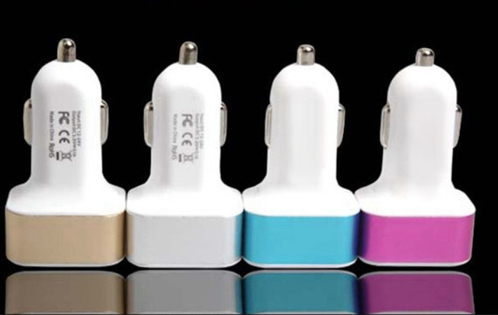 3.1A Lightning Cable Car Charger Triple USB Cigarette Lighter For IPhone XR