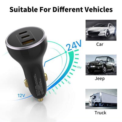 Output 100W PD Charger QC3.0 Charger ,USB C Car Charger,3 Port Car Phone Charger Adapter,PD3.1 QC 3.0 Port Cig-plug Lighter Charger