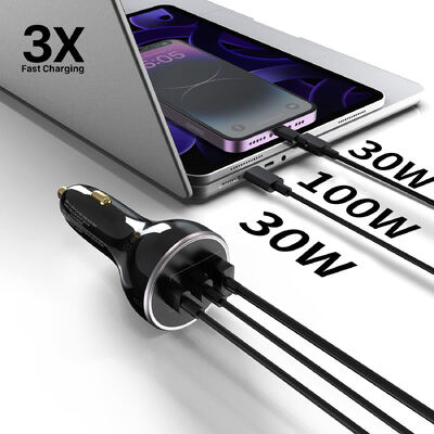 Large Power 160W USB C Car Charger,3 Port Car Phone Charger Adapter,PD3.1 QC 3.0 Port Cig-plug Lighter Charger