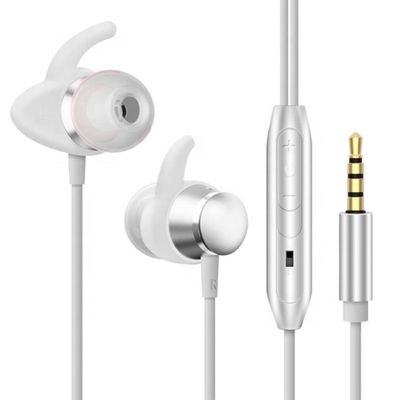 In Ear Running Stereo Headphones With Hooks And Volume Control For Workout Sports Silver