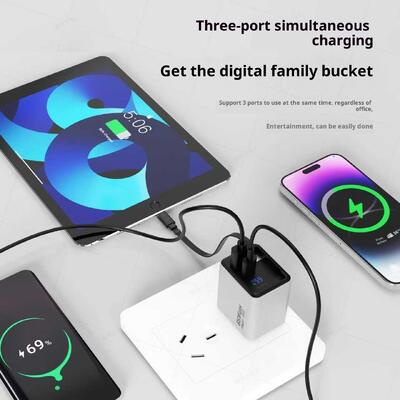 US/EU/UK Plug PD 3.0 QC3.0 Charger with retractable USB Cable 65W USB Type C fast charger for phones GPS