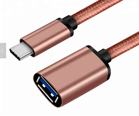 Shiny Pink 3.1 USB Type C Cable To 3.0 A Female 30 Cm For USB OTG Function