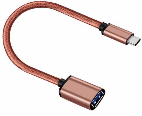 Shiny Pink 3.1 USB Type C Cable To 3.0 A Female 30 Cm For USB OTG Function