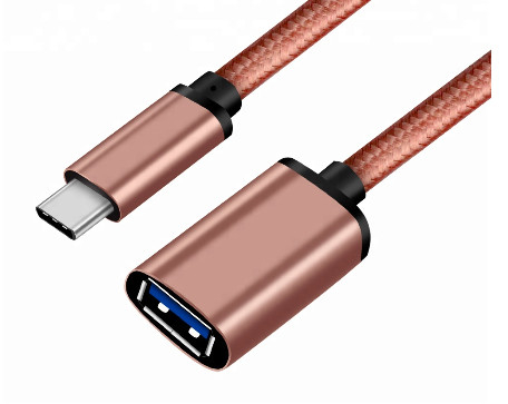 Shiny Pink 3.1 USB Type C Cable To 3.0 A Female 30 Cm For USB OTG Function