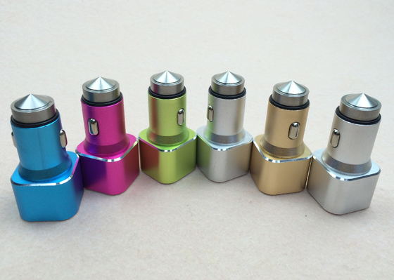 Rapid Colored Lightning Cable Car Charger Metal Housing Two Charging Ports