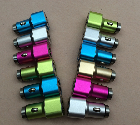 Rapid Colored Lightning Cable Car Charger Metal Housing Two Charging Ports