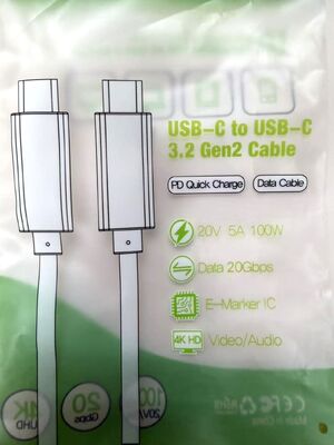 Type C Fast Charging Cable PD Charging Cable QC Charging Cable 100W Support USB 3.2 GEN 2 Type C to C with E-Mark