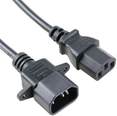 Black IEC320 C13 To C14 SJT Power Extension Cord 3FT Fast Charging Data Cable