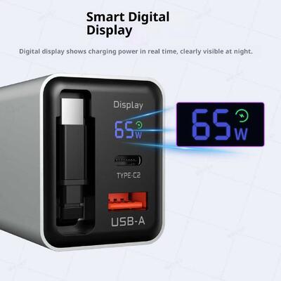 65W PD Charger Car Charger Cig-plug charger Ci-plug adapter with retractable Cable EU/US/UK Plug QC Charger